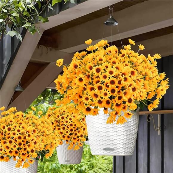 6 Bundles Sunflowers Artificial Flowers Daisy Mums Fake Flowers Outdoor Fall - Picture 3 of 7